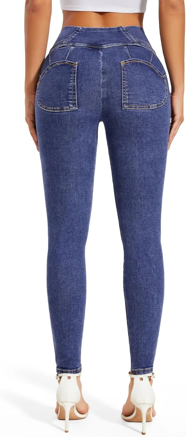 SEASUM Butt Lifting Jeans for Women High Waisted Stretch Crossover Bootcut Bootcut Jeans Leggings