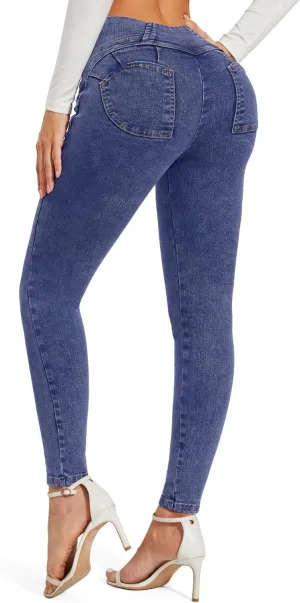 SEASUM Butt Lifting Jeans for Women High Waisted Stretch Crossover Bootcut Bootcut Jeans Leggings