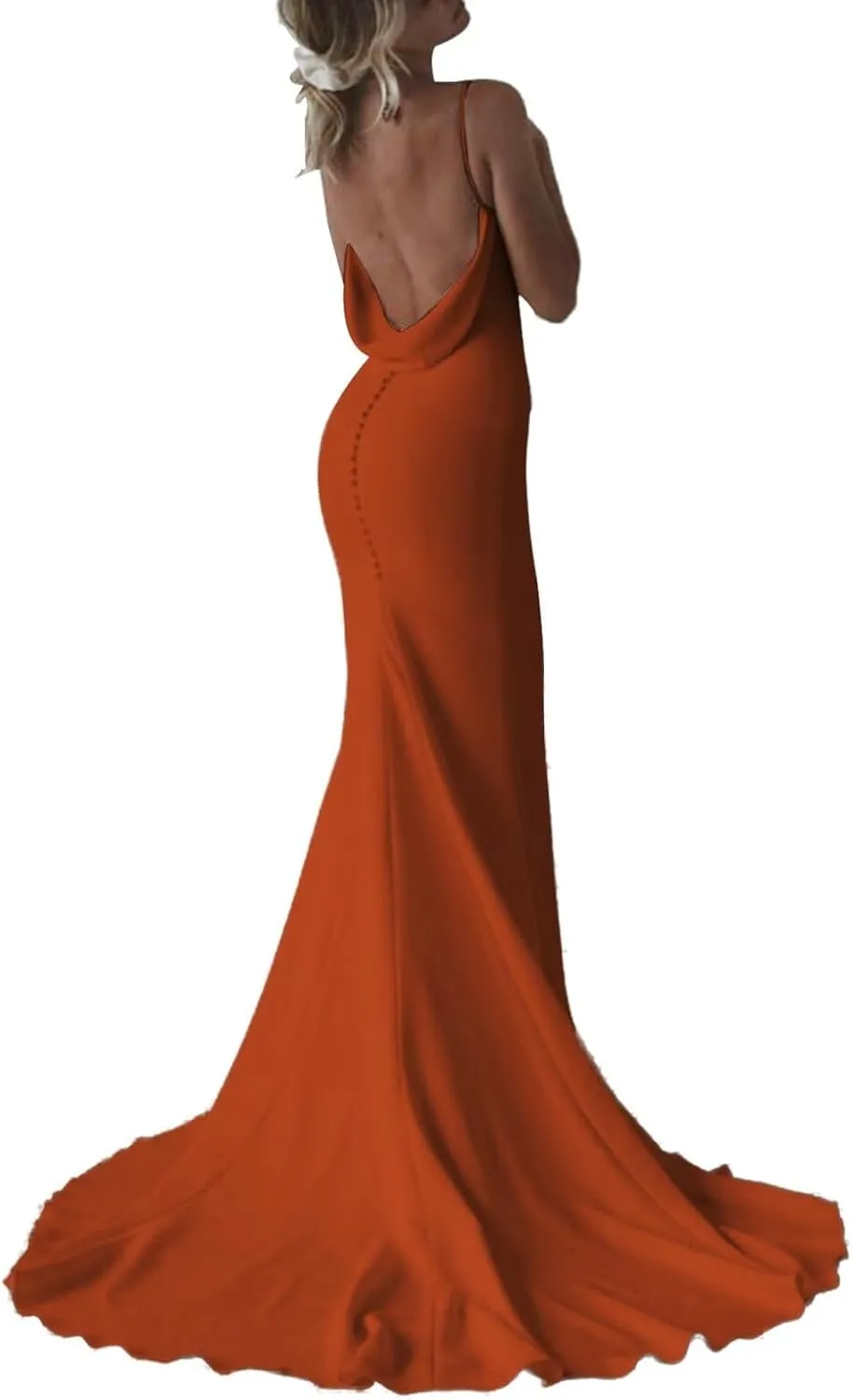 SHANDUAO Satin Mermaid Prom Dress for Women 2024 Spaghetti Straps Formal Dresses with Train Long Evening Party Gown