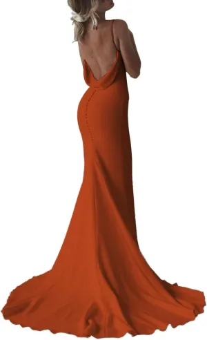 SHANDUAO Satin Mermaid Prom Dress for Women 2024 Spaghetti Straps Formal Dresses with Train Long Evening Party Gown