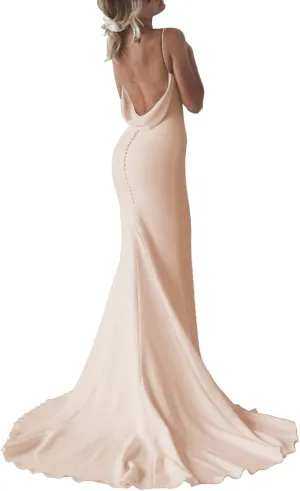 SHANDUAO Satin Mermaid Prom Dress for Women 2024 Spaghetti Straps Formal Dresses with Train Long Evening Party Gown