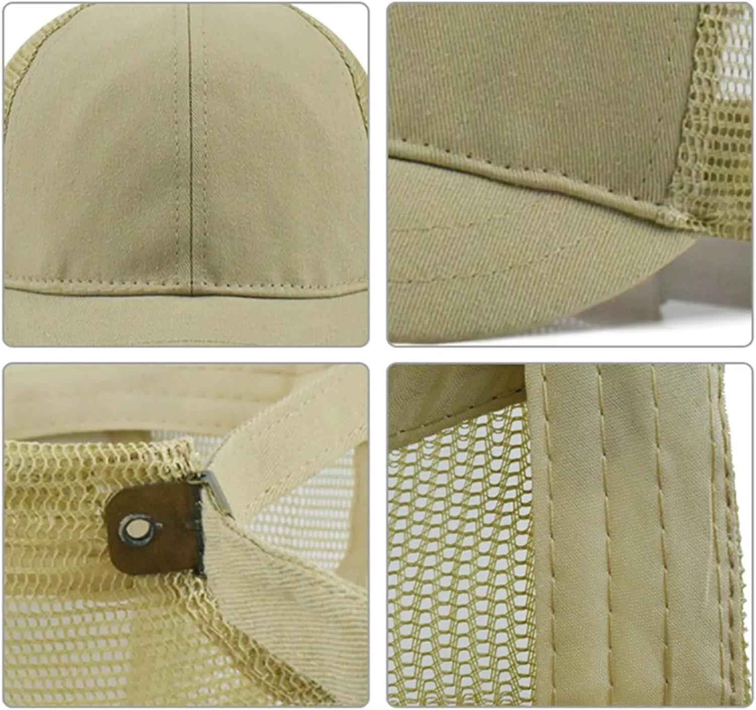 Short Brim Mesh-Back Baseball Cap Adjustable Washed Breathable Cotton Unconstructed Plain Dad Hat for Men Women