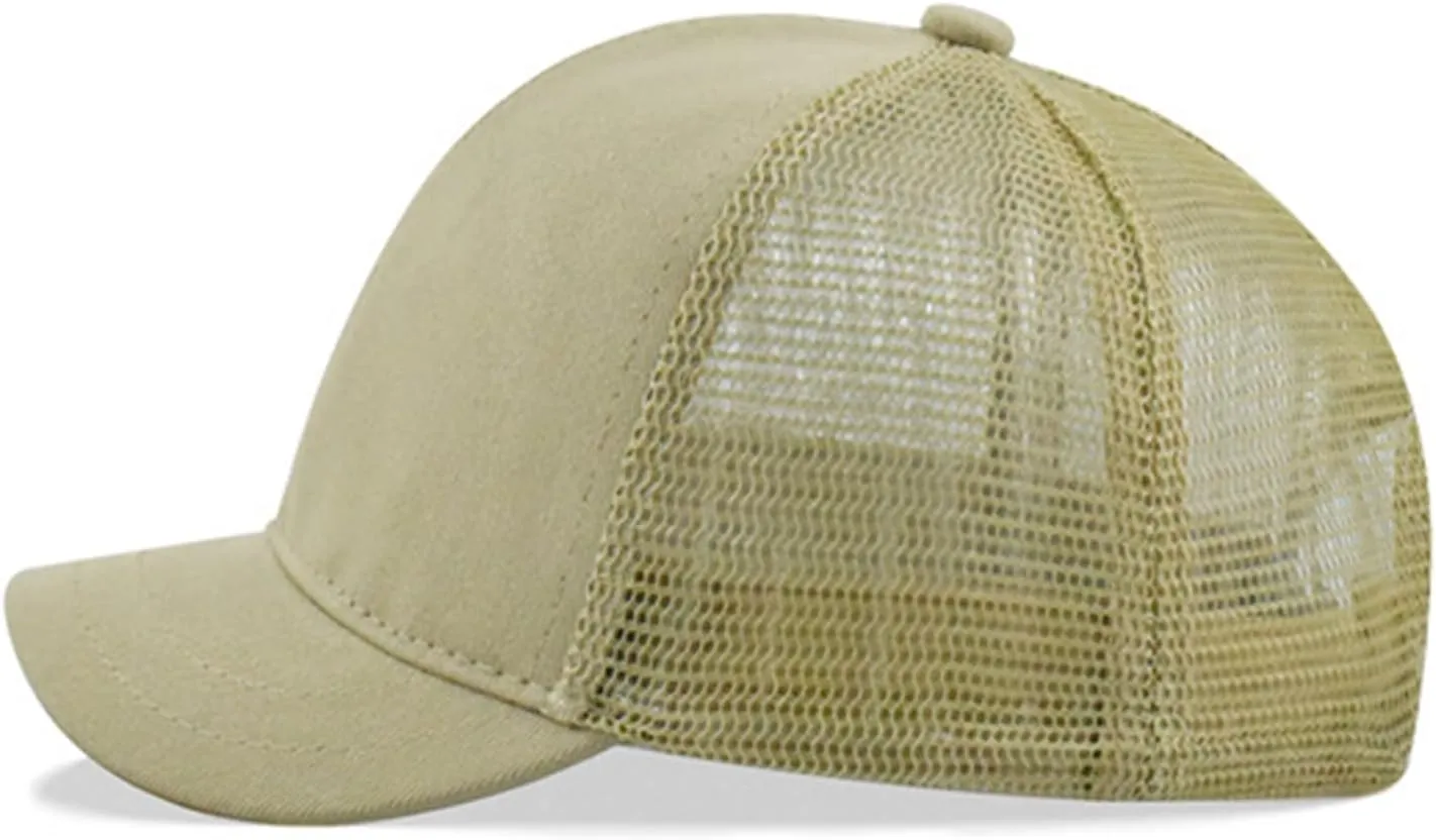 Short Brim Mesh-Back Baseball Cap Adjustable Washed Breathable Cotton Unconstructed Plain Dad Hat for Men Women