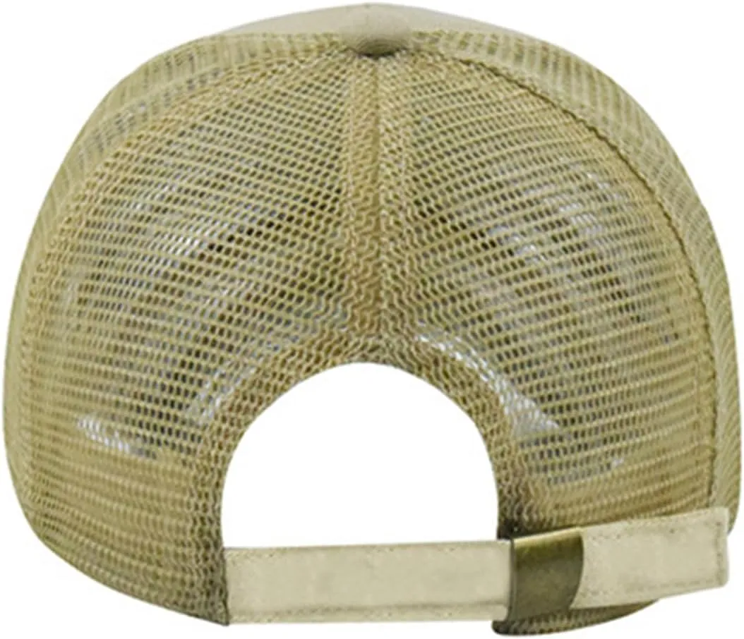 Short Brim Mesh-Back Baseball Cap Adjustable Washed Breathable Cotton Unconstructed Plain Dad Hat for Men Women