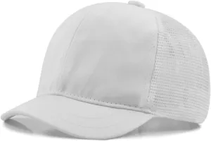 Short Brim Mesh-Back Baseball Cap Adjustable Washed Breathable Cotton Unconstructed Plain Dad Hat for Men Women