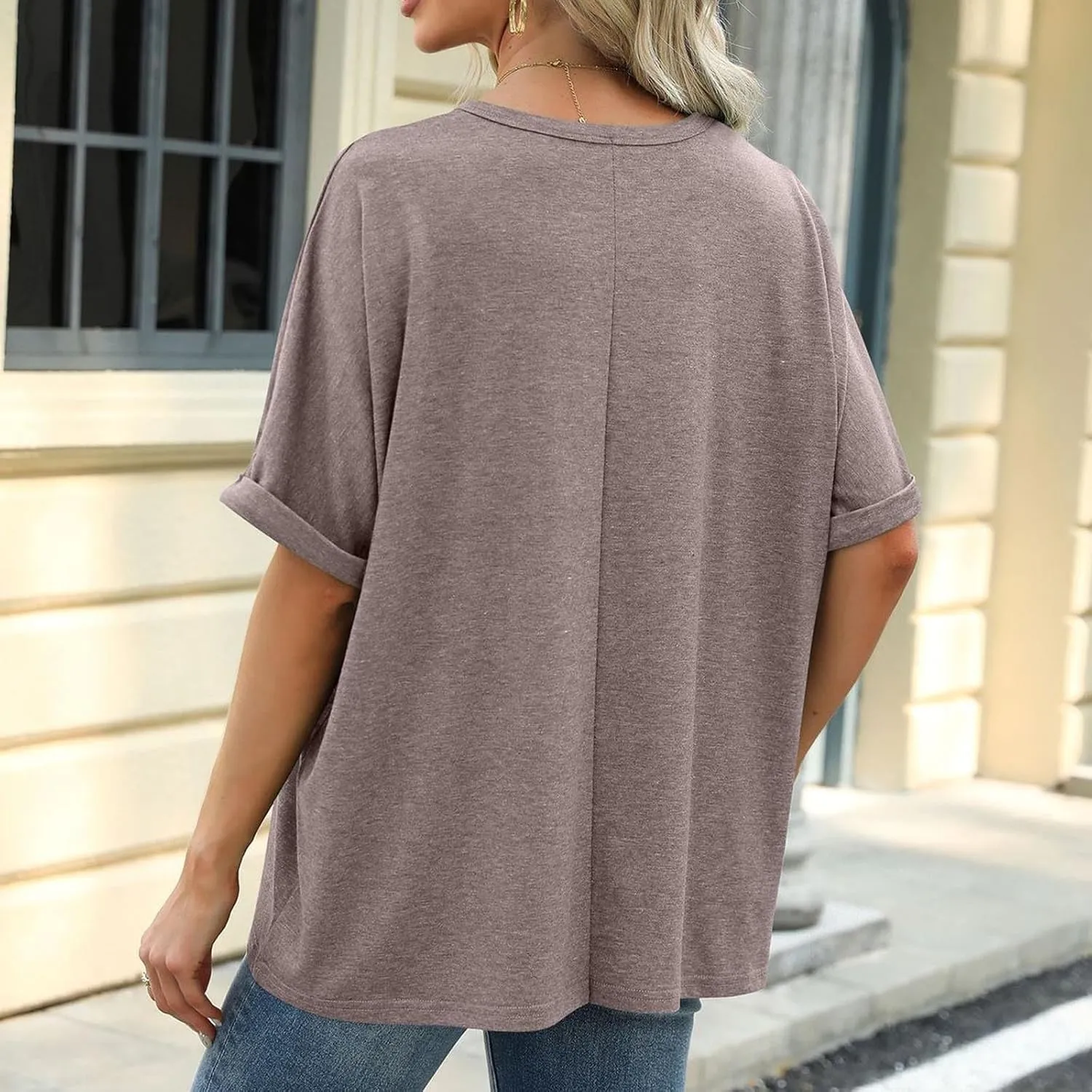 Short Sleeve Oversized Tshirts for Women 2024 Summer Casual Crewneck Plain Tops Basic Tees Essential Clothing