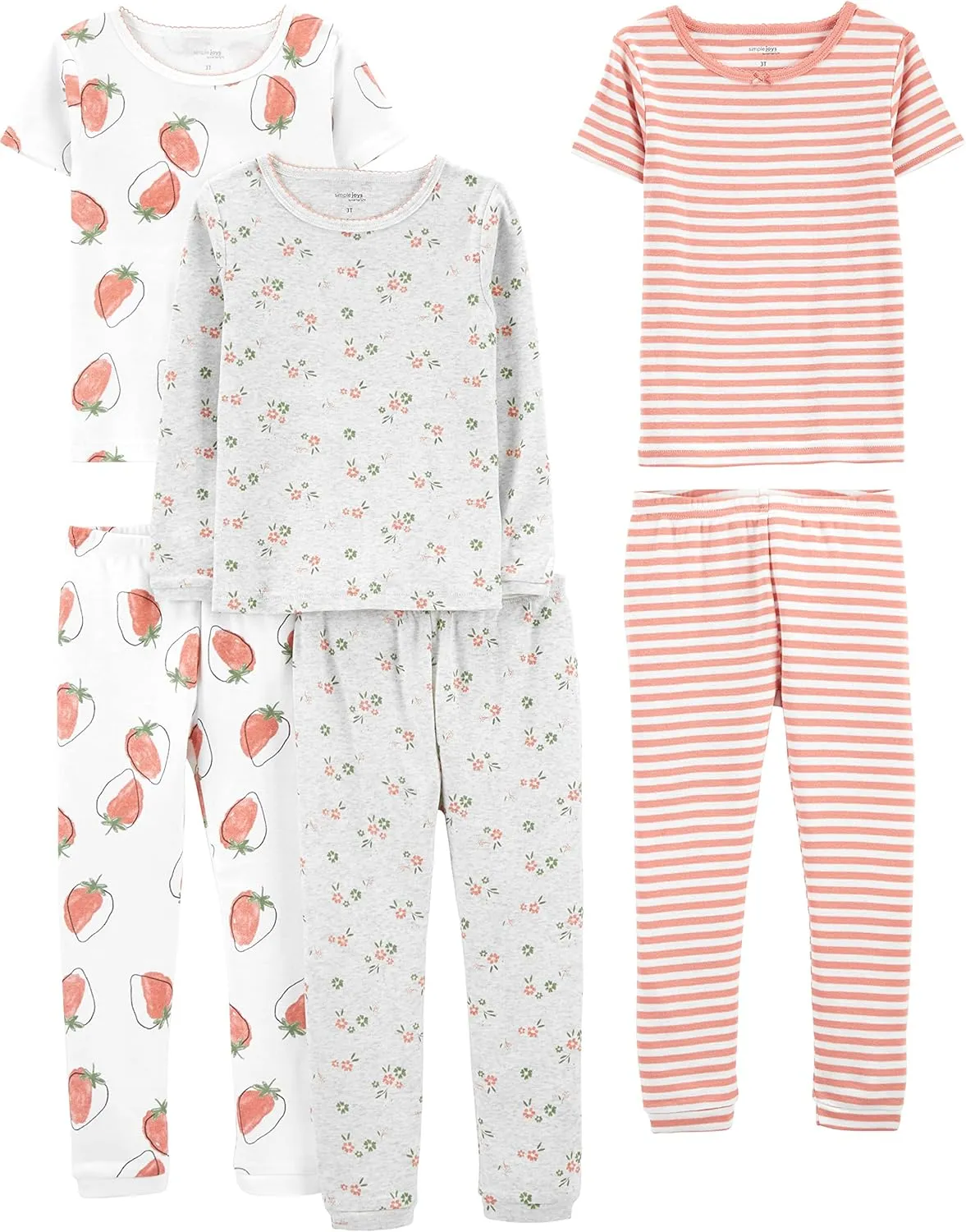 Simple Joys by Carter's Girls' 6-Piece Snug Fit Cotton Pajama Set