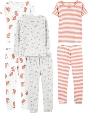 Simple Joys by Carter's Girls' 6-Piece Snug Fit Cotton Pajama Set