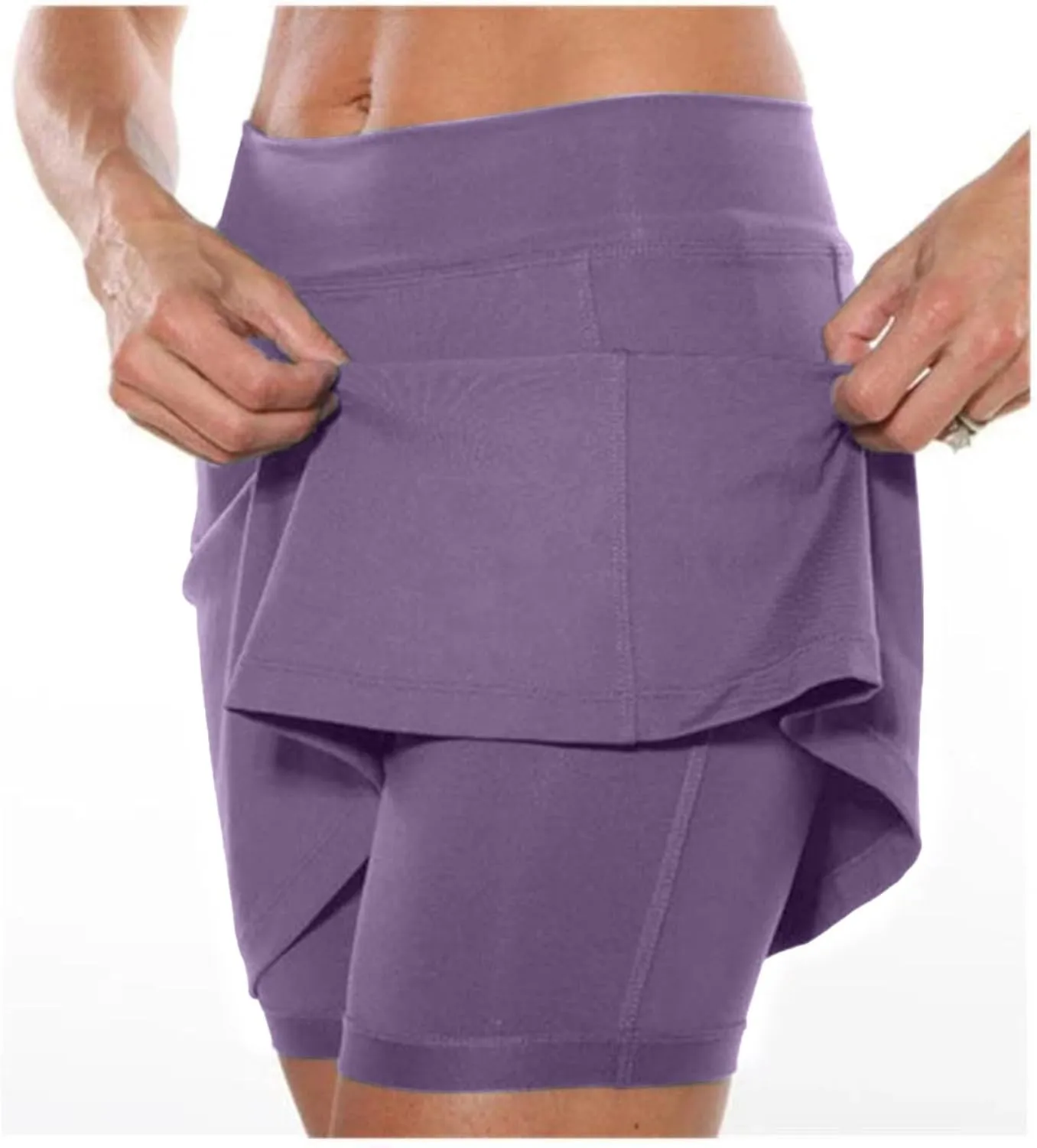 Skorts for Woman Plus Size Tummy Control Yoga Culottes Lightweight Quick Dry Tennis Golf Skirts with Shorts Underneath