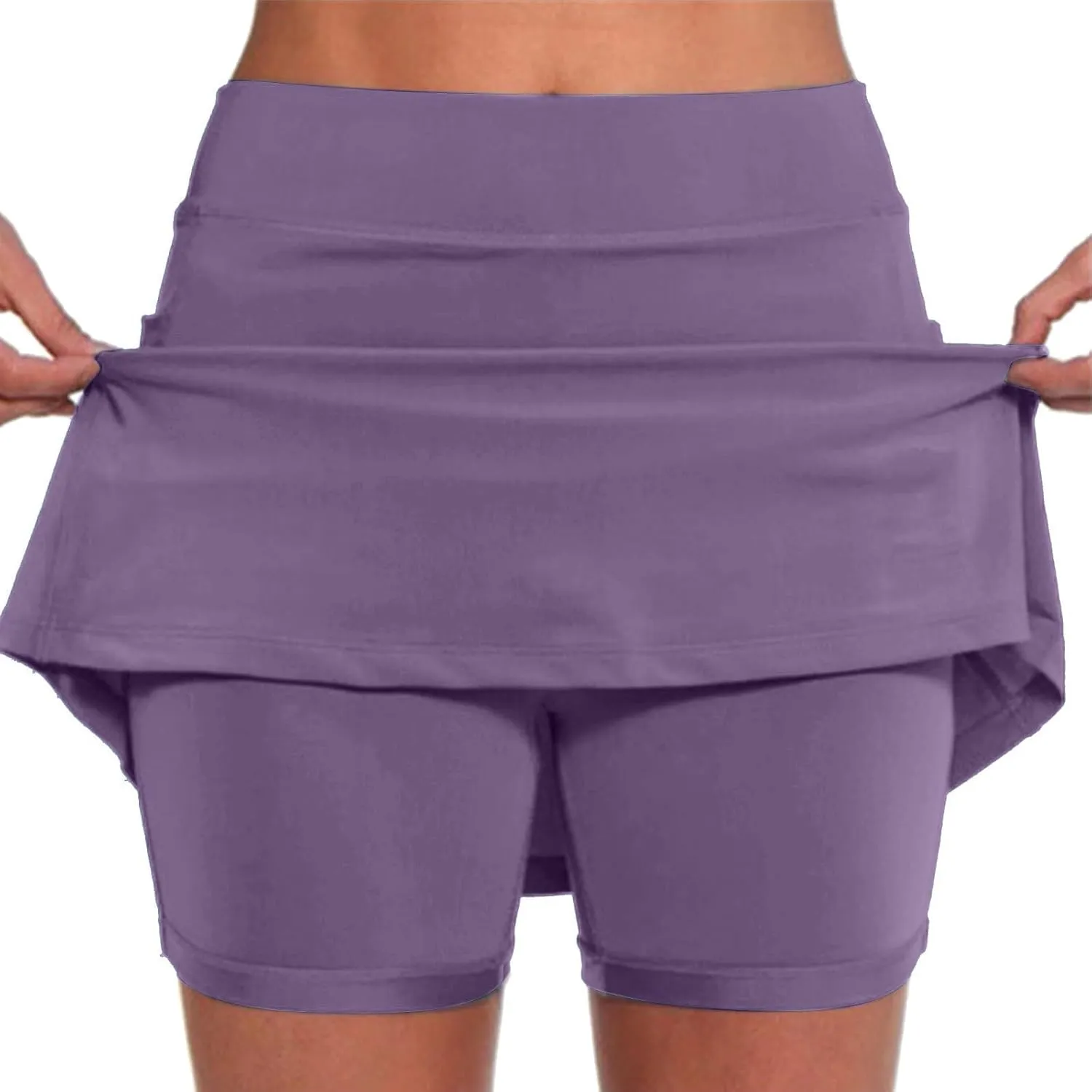 Skorts for Woman Plus Size Tummy Control Yoga Culottes Lightweight Quick Dry Tennis Golf Skirts with Shorts Underneath