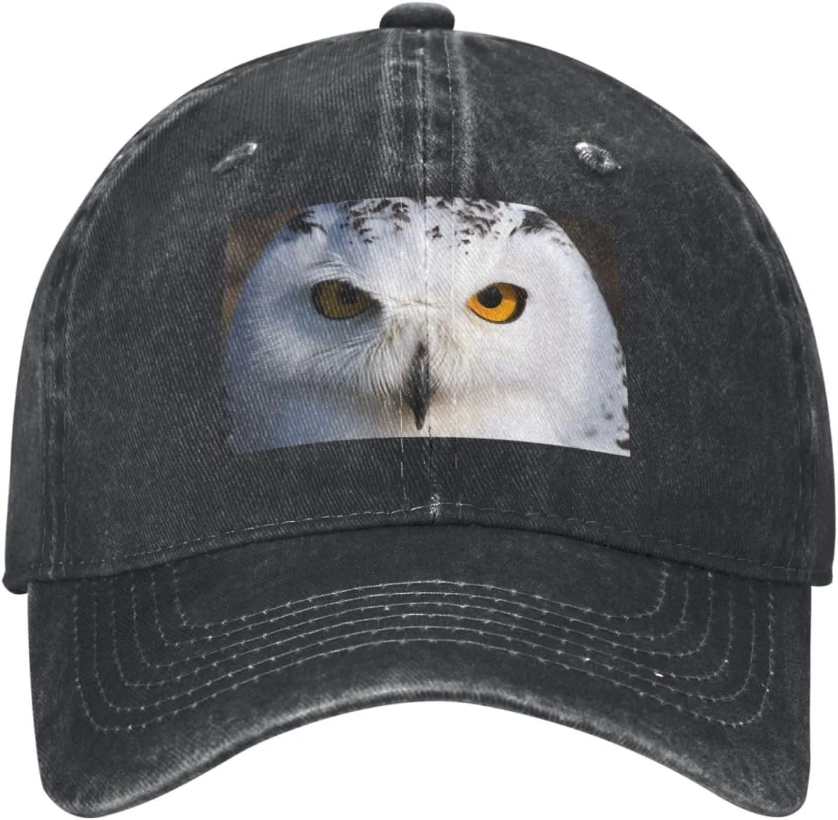 Snowy Owl Eyes Unisex Baseball Cap Breathable Cotton Trucker Hat Classic Denim Dad Hat Summer Sun Hat