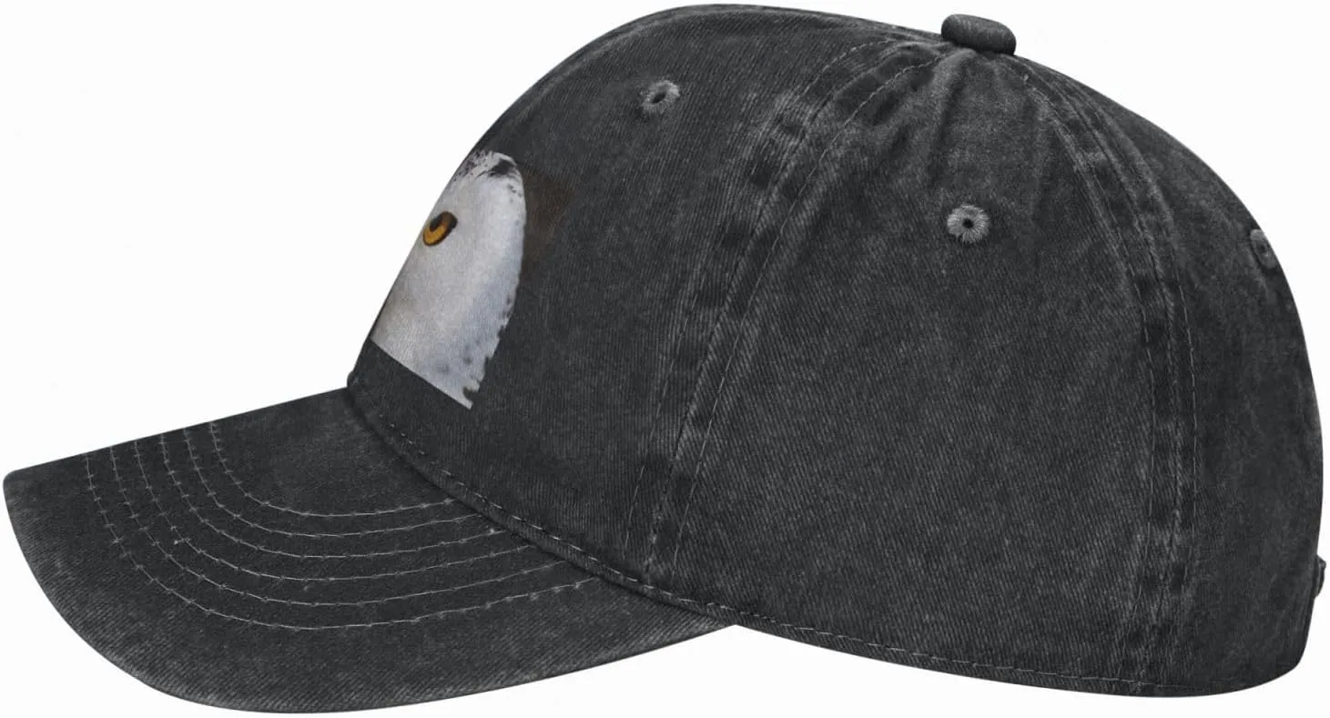 Snowy Owl Eyes Unisex Baseball Cap Breathable Cotton Trucker Hat Classic Denim Dad Hat Summer Sun Hat