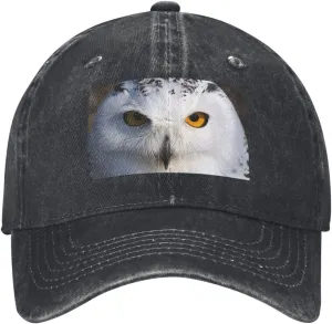 Snowy Owl Eyes Unisex Baseball Cap Breathable Cotton Trucker Hat Classic Denim Dad Hat Summer Sun Hat