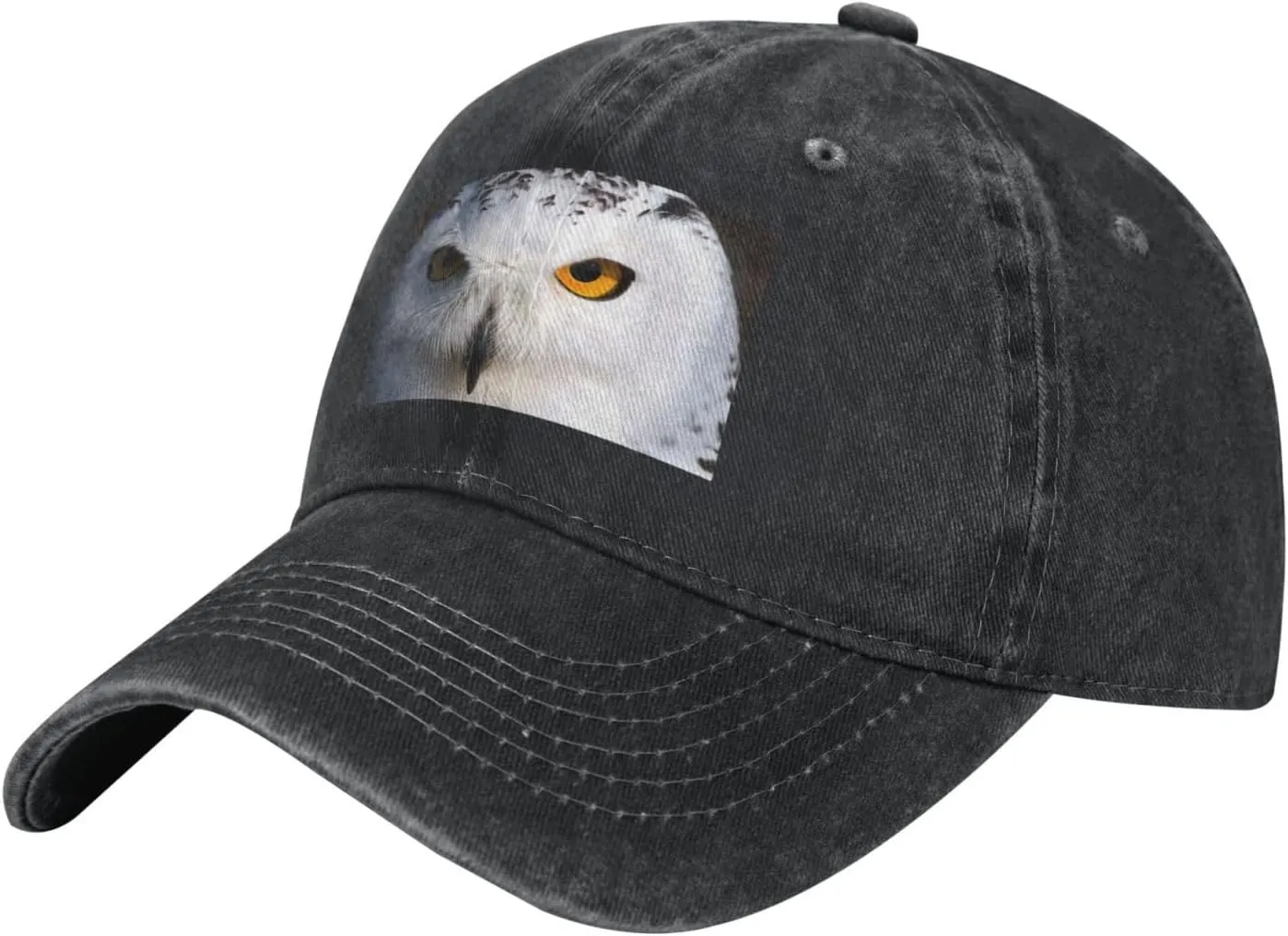 Snowy Owl Eyes Unisex Baseball Cap Breathable Cotton Trucker Hat Classic Denim Dad Hat Summer Sun Hat
