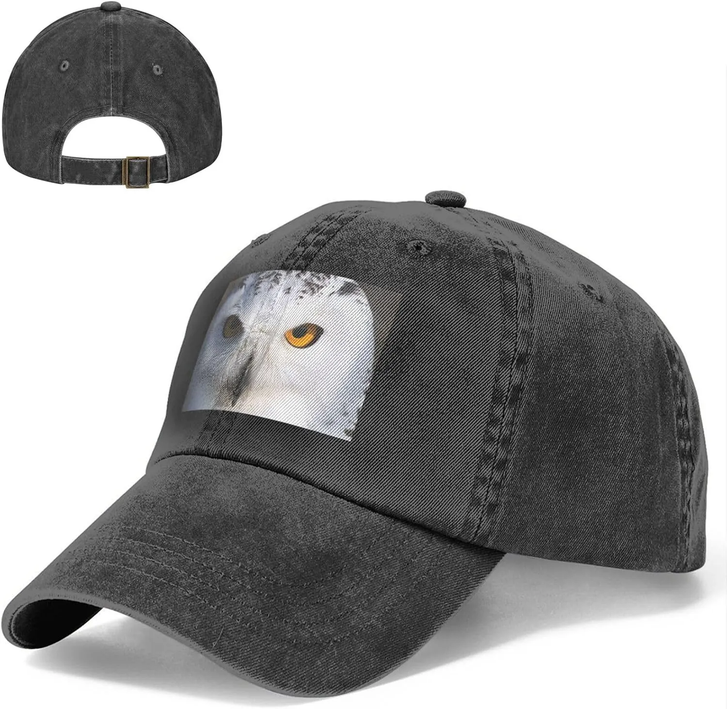 Snowy Owl Eyes Unisex Baseball Cap Breathable Cotton Trucker Hat Classic Denim Dad Hat Summer Sun Hat