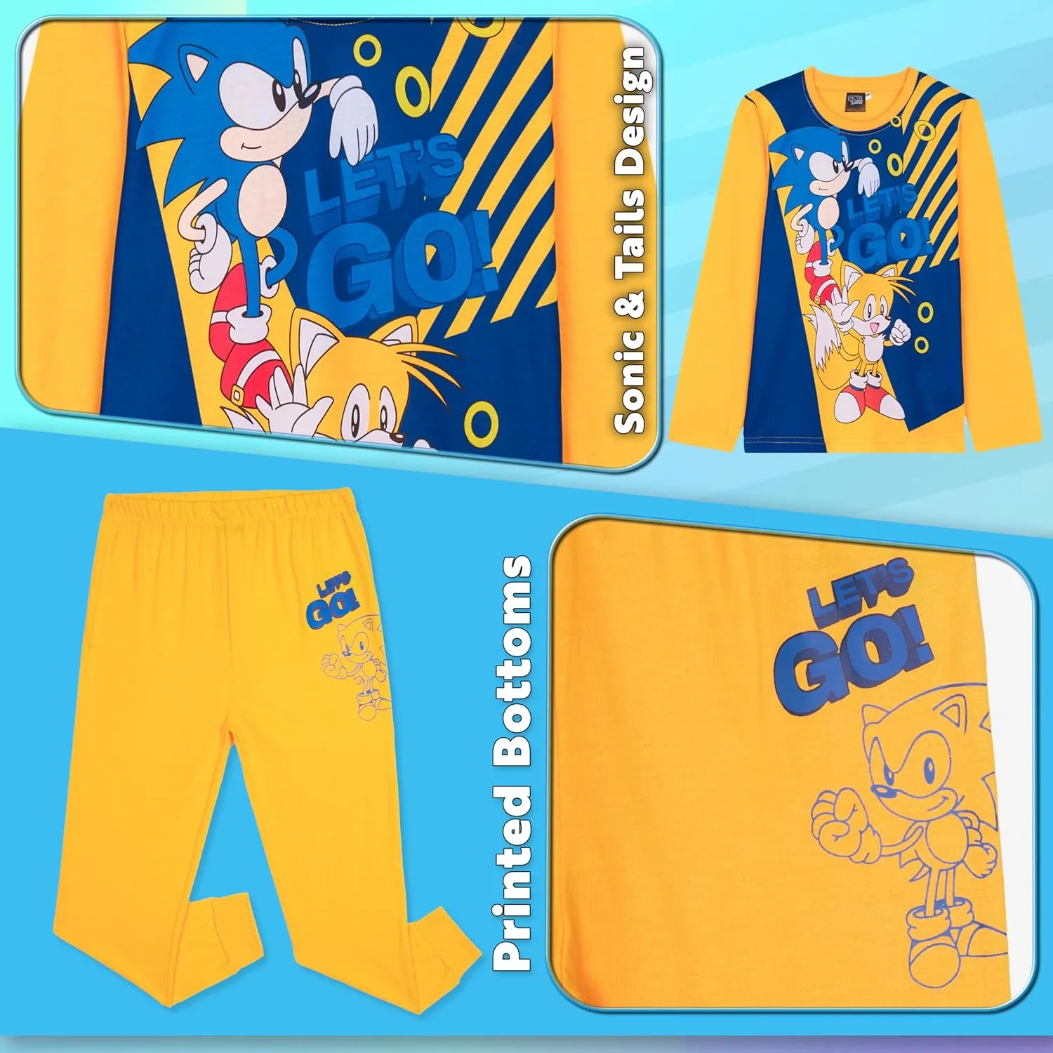 Sonic The Hedgehog Shadow Boys Pajama Set, Cozy Loungewear, Soft PJs Sleepwear - Gaming Gifts for Boys
