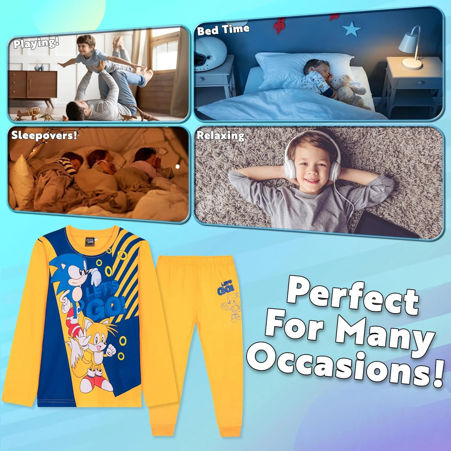 Sonic The Hedgehog Shadow Boys Pajama Set, Cozy Loungewear, Soft PJs Sleepwear - Gaming Gifts for Boys