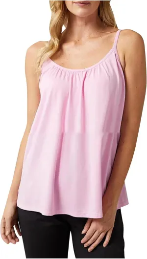 Spaghetti Strap Tank Tops for Women with Built in Bras Solid Casual Sleeveless Loose Fit Flowy Basic Camisole Tops