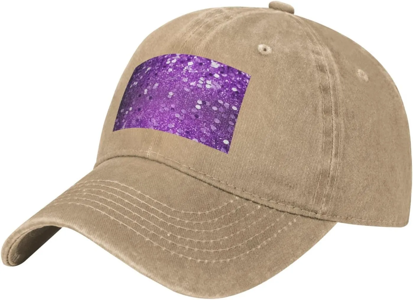 Sparkling Purple Glitter Unisex Baseball Cap Breathable Cotton Trucker Hat Classic Denim Dad Hat Summer Sun Hat