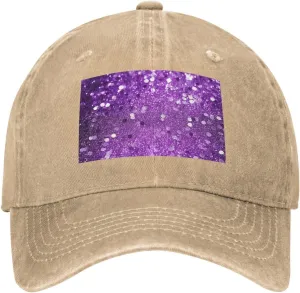 Sparkling Purple Glitter Unisex Baseball Cap Breathable Cotton Trucker Hat Classic Denim Dad Hat Summer Sun Hat