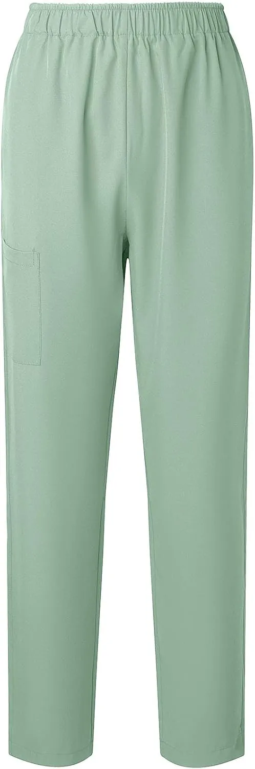 Straight Leg Scrubs_ Pants for Women Elastic High Nursing Uniform Trouser Home Attendant Lightweight Solid Long Pant