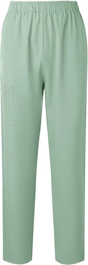 Straight Leg Scrubs_ Pants for Women Elastic High Nursing Uniform Trouser Home Attendant Lightweight Solid Long Pant