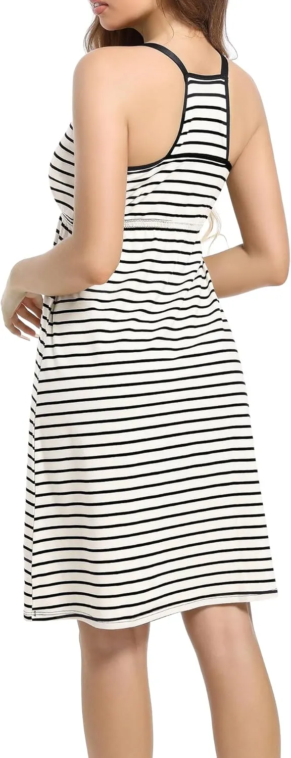 SUIEK Womens Maternity Nursing Tank Tops Cotton Breastfeeding Nightgown Maternity Sleepwear