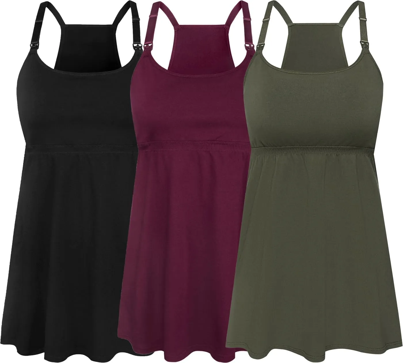SUIEK Womens Maternity Nursing Tank Tops Cotton Breastfeeding Nightgown Maternity Sleepwear