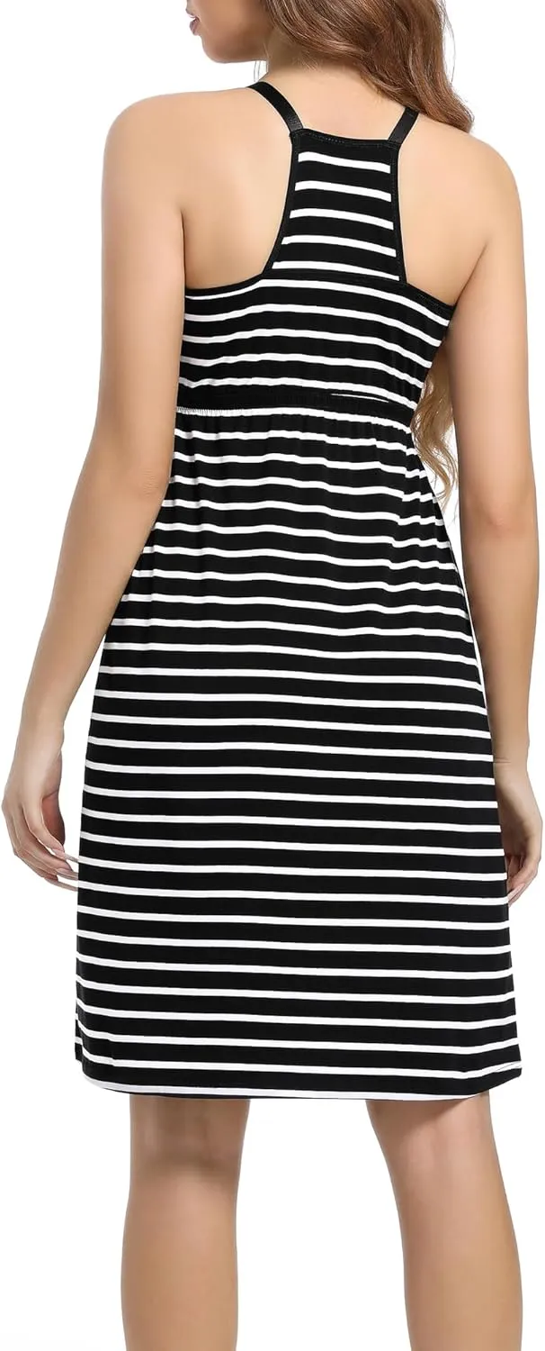 SUIEK Womens Maternity Nursing Tank Tops Cotton Breastfeeding Nightgown Maternity Sleepwear