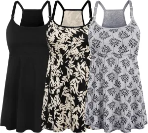 SUIEK Womens Maternity Nursing Tank Tops Cotton Breastfeeding Nightgown Maternity Sleepwear