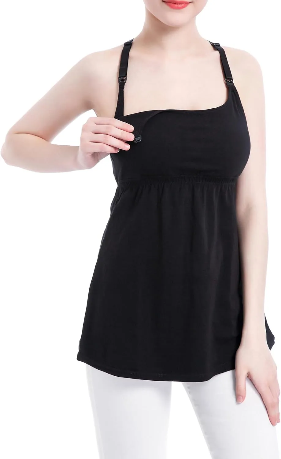 SUIEK Womens Maternity Nursing Tank Tops Cotton Breastfeeding Nightgown Maternity Sleepwear