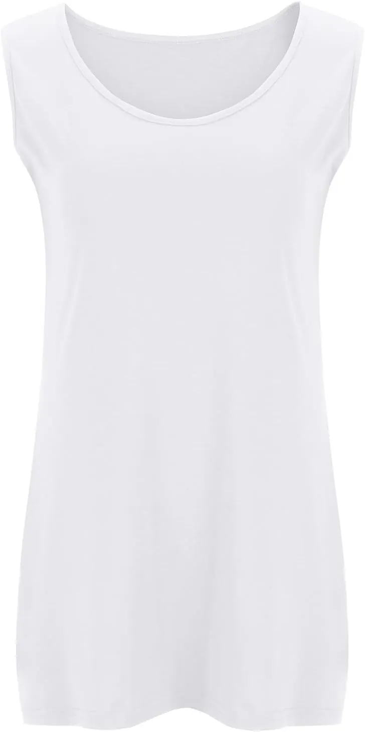 Summer Basic Oversized Tank Tops Women Casual Comfy Sleeveless Crewneck Shirts Plus Size Loungewear Undershirts