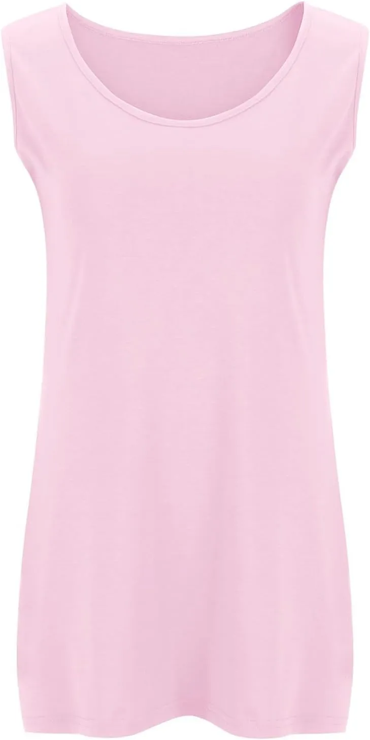 Summer Basic Oversized Tank Tops Women Casual Comfy Sleeveless Crewneck Shirts Plus Size Loungewear Undershirts