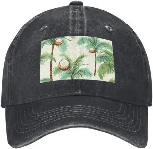 Summer Coconut Tree Unisex Baseball Cap Breathable Cotton Trucker Hat Classic Denim Dad Hat Summer Sun Hat