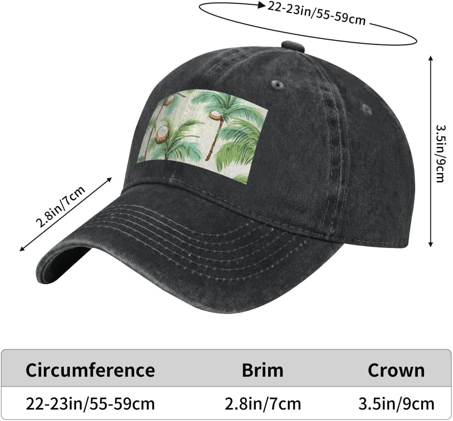 Summer Coconut Tree Unisex Baseball Cap Breathable Cotton Trucker Hat Classic Denim Dad Hat Summer Sun Hat