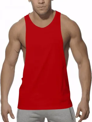 Summer Cotton Tank Tops for Men Plus Size Solid Colour Stretch Sleeveless Shirts Crewneck Dry Athletic Clothing