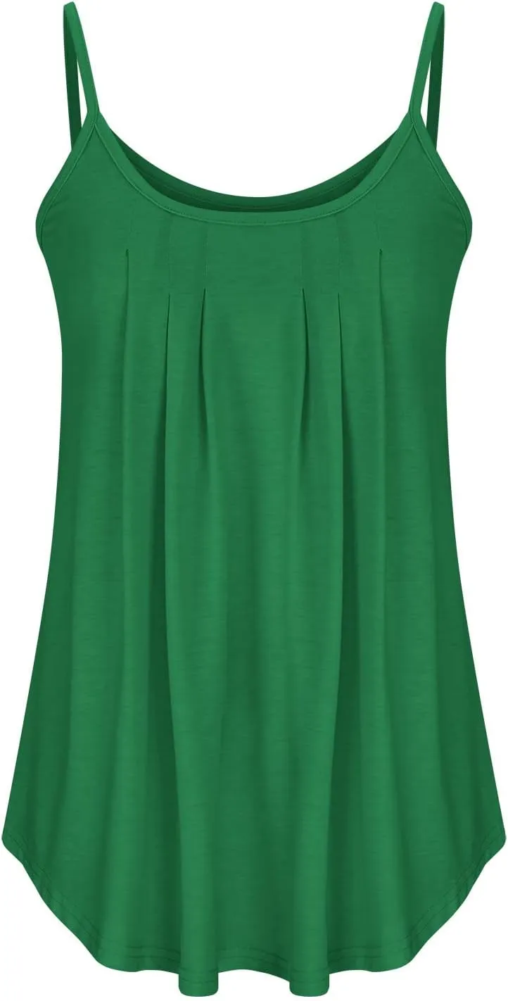 Summer Trendy Pleated Tank Tops for Women Casual Loose Fit Camisole Cute Tunic Top 2025 Fashion Vacation Outfits