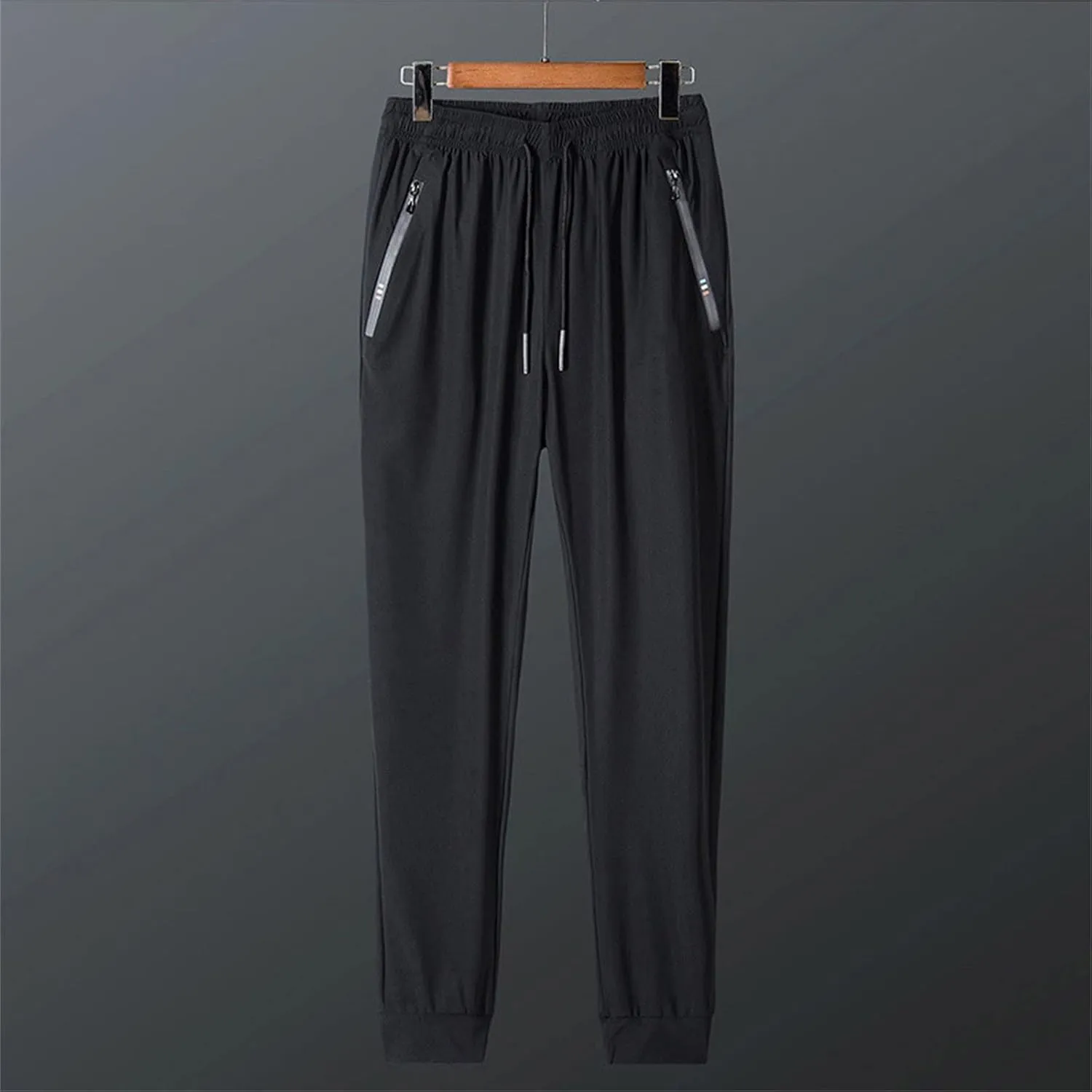 Sweatpants for Men Unisex Ice Silk Quick Dry Hiking Joggers Sport Trousers Zipper Pockets Thin Casual Elastic Pants