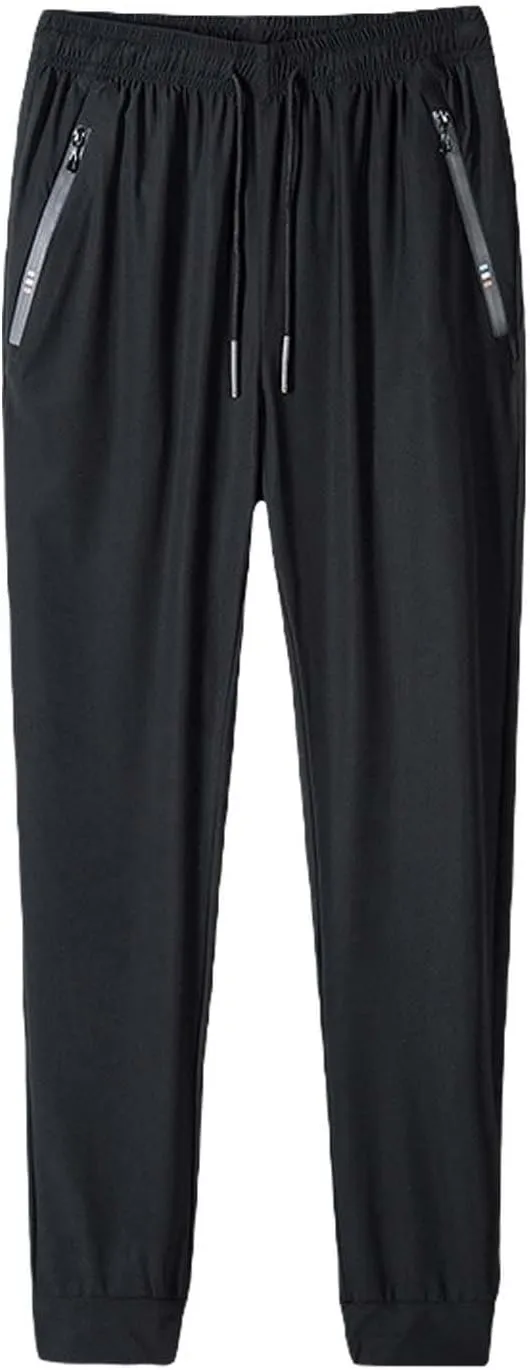 Sweatpants for Men Unisex Ice Silk Quick Dry Hiking Joggers Sport Trousers Zipper Pockets Thin Casual Elastic Pants