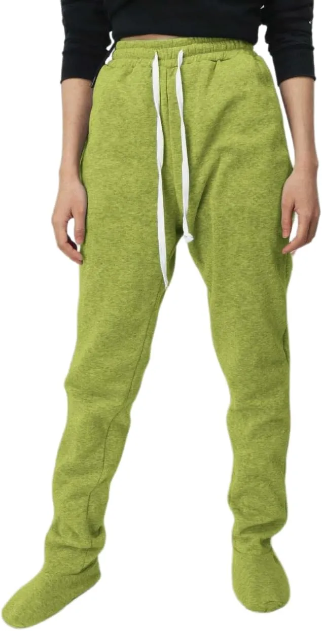 Sweatpants with Foot for Women Fleece Lined Soft Warm Drawstring Elastic Waist Pajama Pants Casual Loungewear Trouser