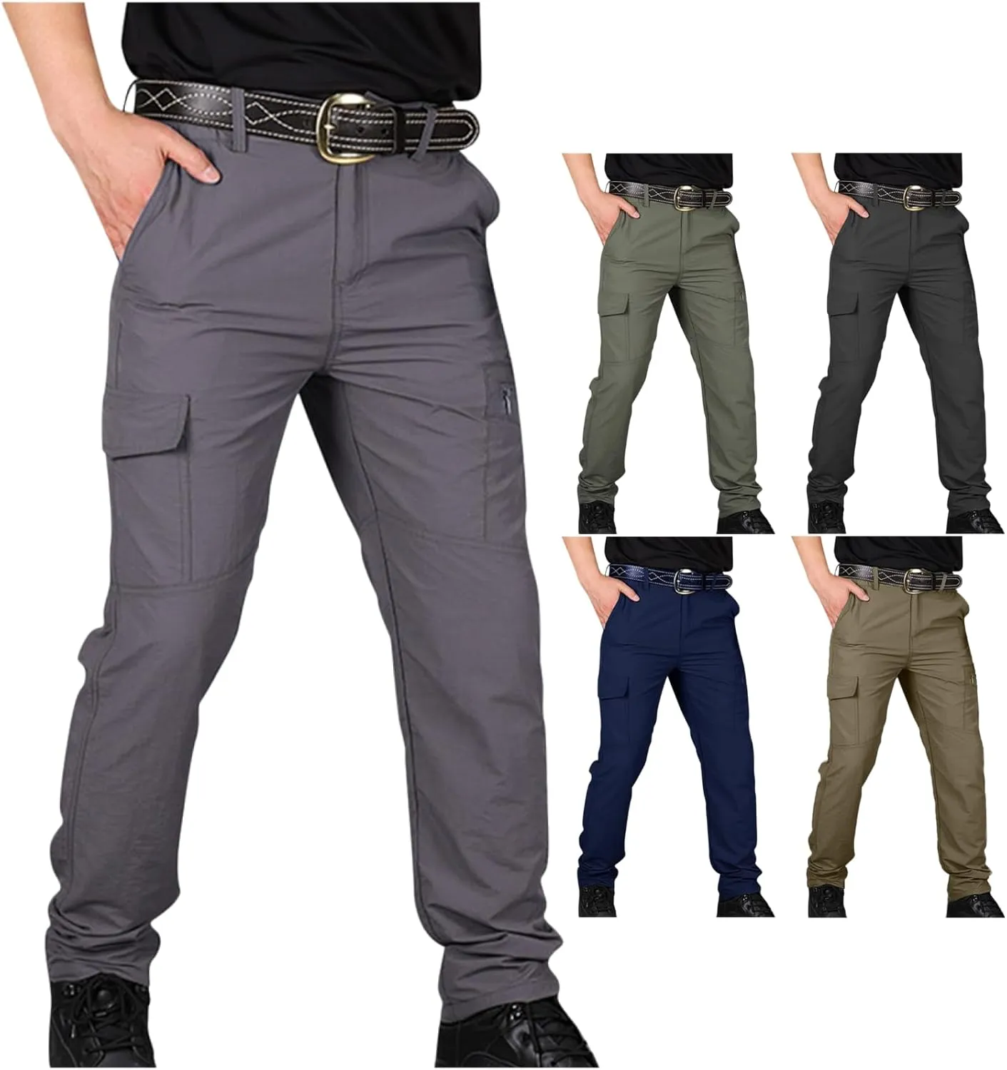 Tactical Cargo Pants for Men Waterproof Ripstop Pants Lightweight Quick Dry Hiking Pants Stretch Waist Work Pants 2025