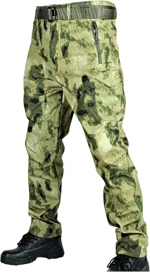 Tactical Gear for Men, Men's Ripstop Military Combat Cargo Pants Multi Pockets Fleece Lined Lightweight Outdoor Work Pants