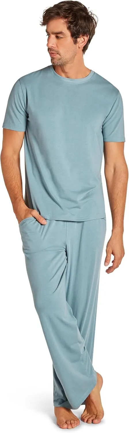 TAHARI Men's Ultimate Comfort Men's Crew Neck Sleep T-Shirt  Soft Cotton Blend, Lightweight & Breathable Lounge Shirt