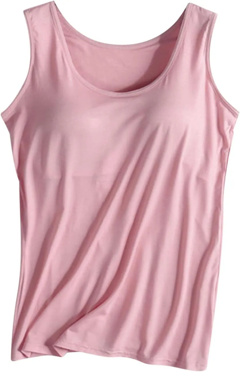 Tank Top for Women Plus Size with Built in Bras Loose Fitting Workout Gym Shirts Sleeveless Summer Going Out Top