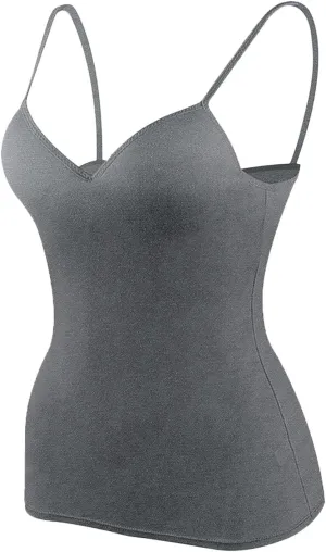 Tank Top for Women Shelf Bra Spaghetti Strap Camisoles Layer Padded Bra Cotton Cami Shirt