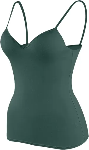 Tank Top for Women Shelf Bra Spaghetti Strap Camisoles Layer Padded Bra Cotton Cami Shirt