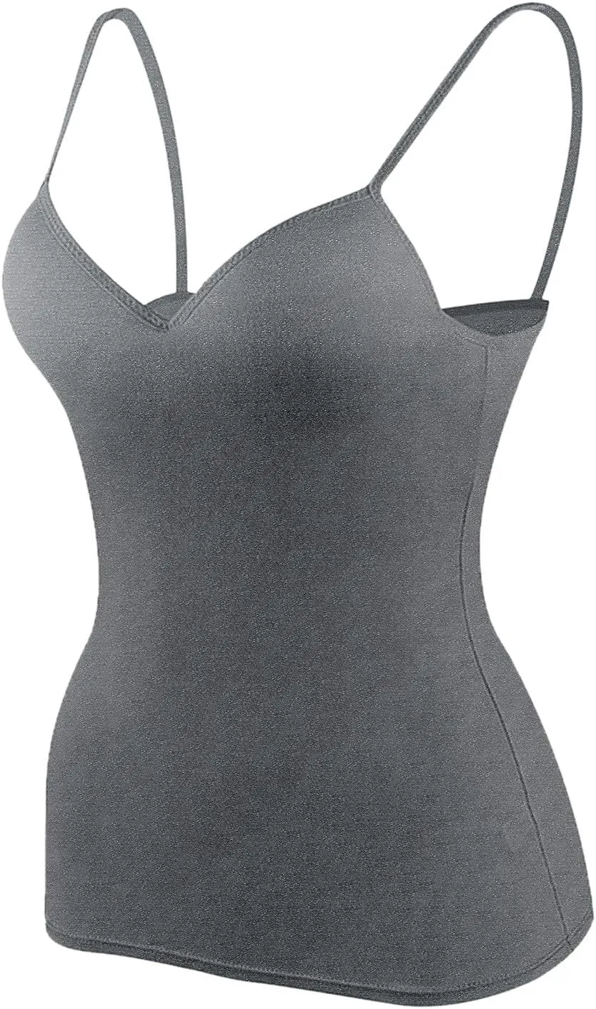 Tank Top for Women Shelf Bra Spaghetti Strap Camisoles Layer Padded Bra Cotton Cami Shirt