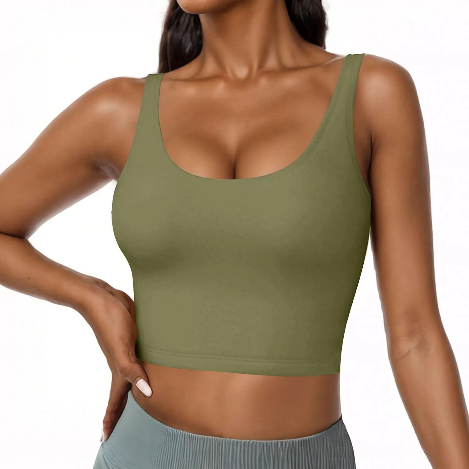 Tank Top with Built in Bra for Women Casual Summer Sleeveless Gym Crop Tops Workout Athletic Yoga Shirts
