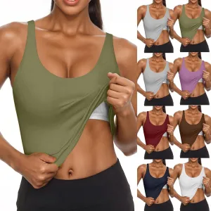 Tank Top with Built in Bra for Women Casual Summer Sleeveless Gym Crop Tops Workout Athletic Yoga Shirts