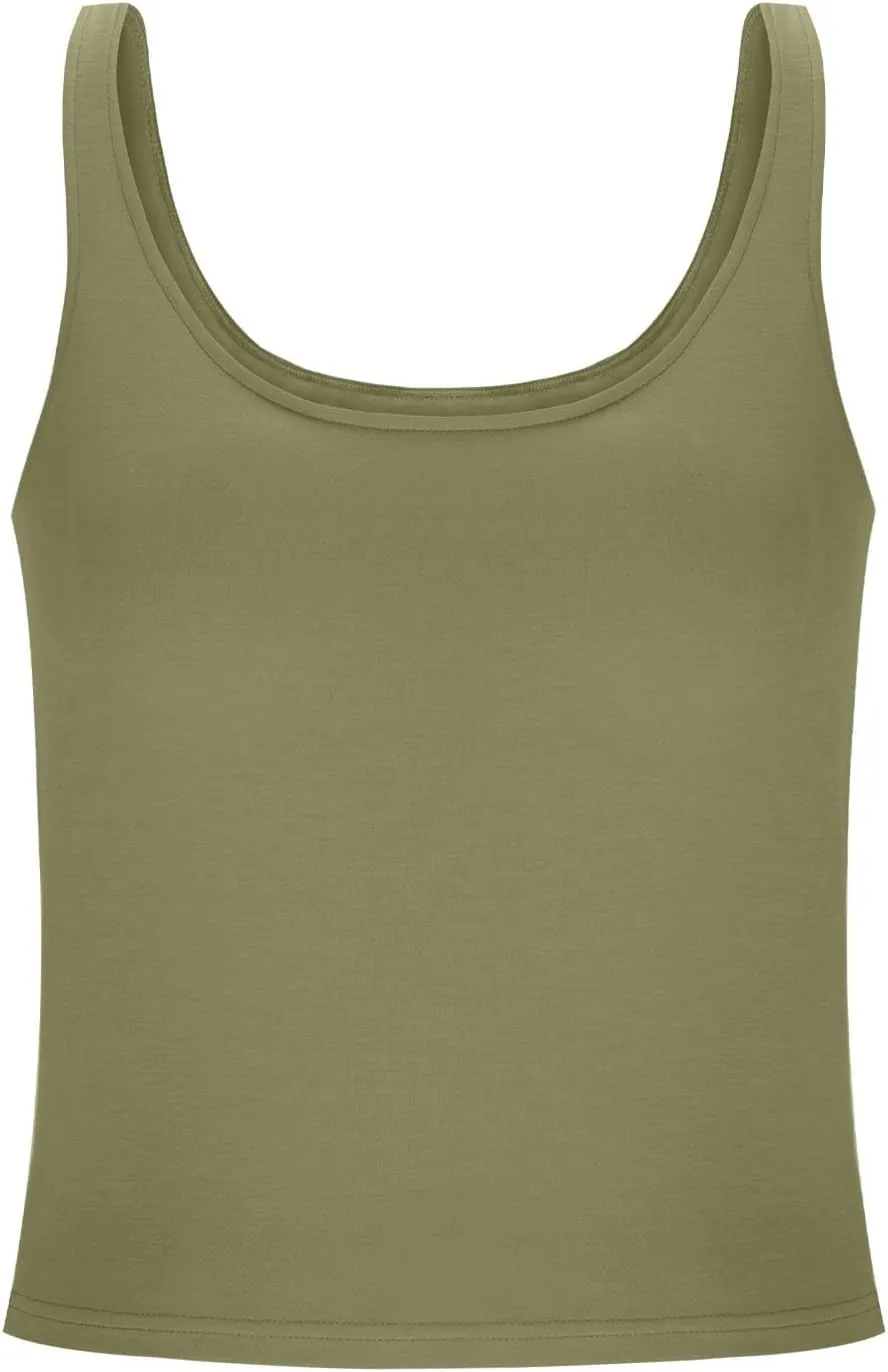 Tank Top with Built in Bra for Women Casual Summer Sleeveless Gym Crop Tops Workout Athletic Yoga Shirts
